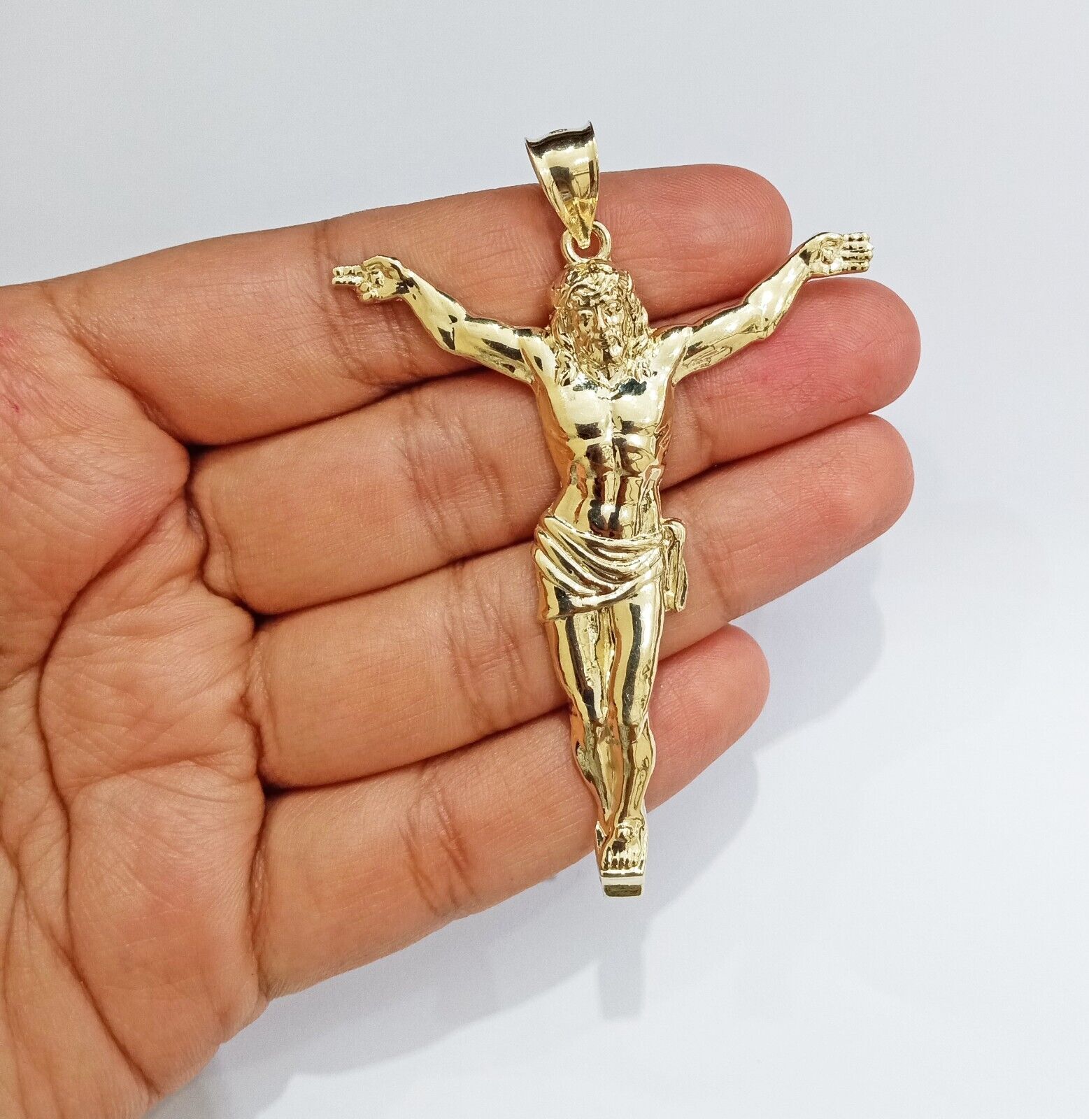Real 10k Yellow Gold Jesus Crucifix Charm 10kt Pendant Men Women - Reva Jeweler