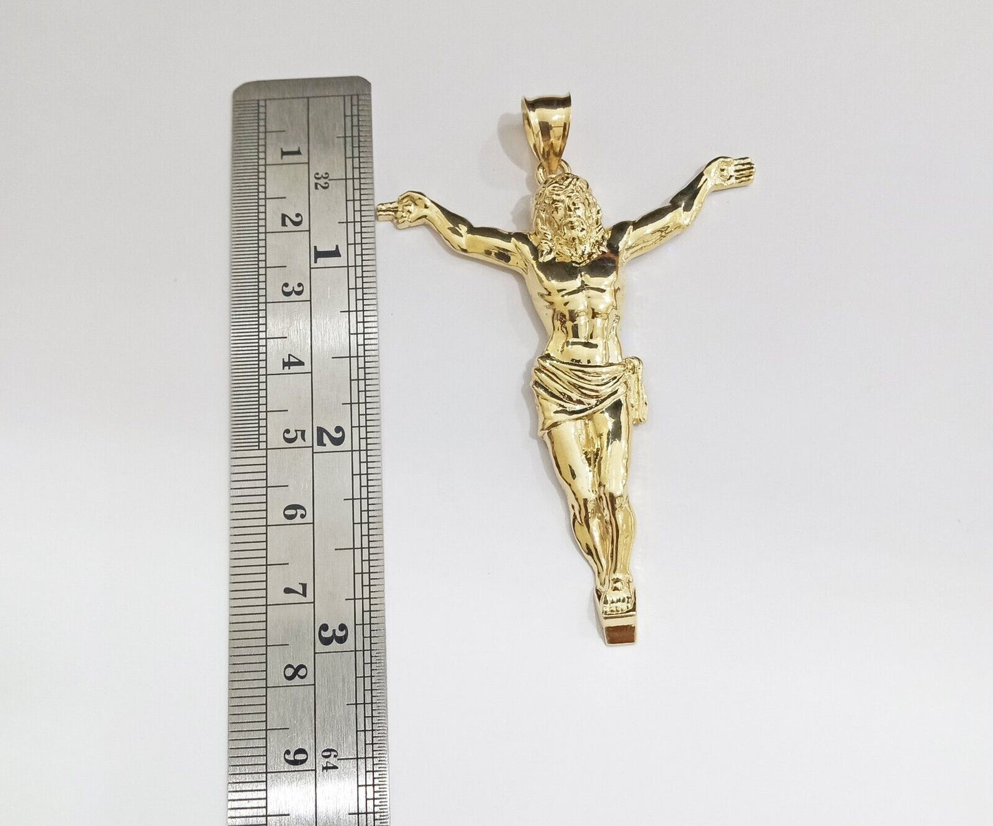 Real 10k Yellow Gold Jesus Crucifix Charm 10kt Pendant Men Women - Reva Jeweler