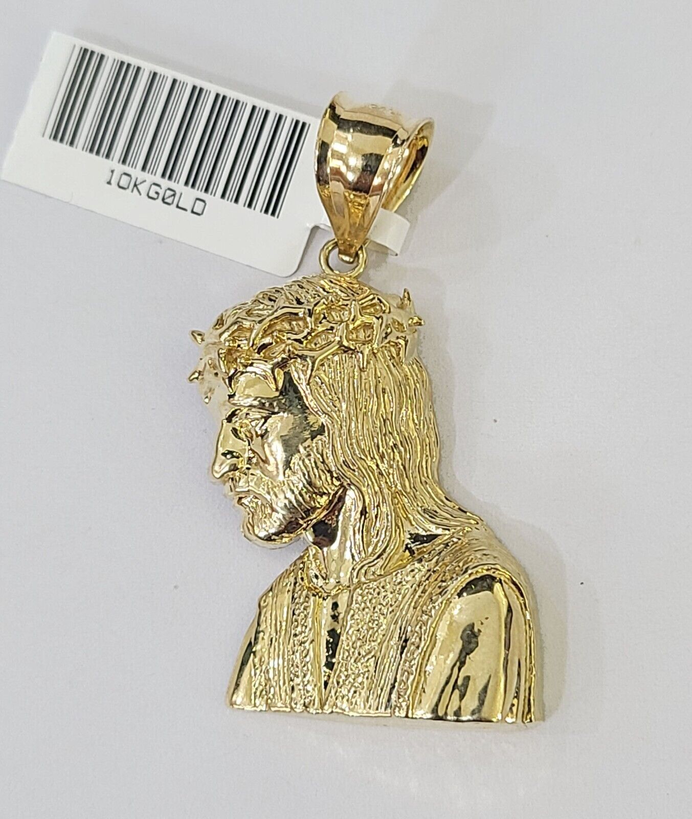 Real 10K Yellow Gold Jesus Head Pendant Charm Genuine 2" - Reva Jeweler
