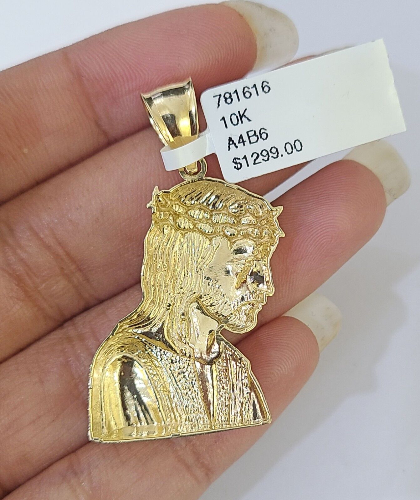 Real 10K Yellow Gold Jesus Head Pendant Charm Genuine 2" - Reva Jeweler