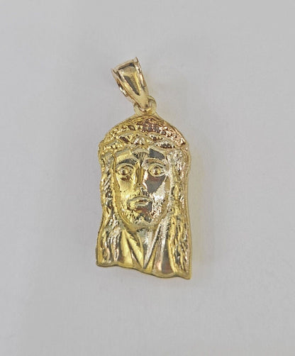 Real 10K Yellow Gold Jesus Head Pendant Charm Genuine - GoldenlinQ