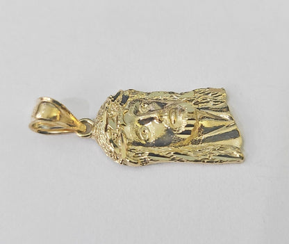 Real 10K Yellow Gold Jesus Head Pendant Charm Genuine - GoldenlinQ