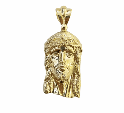 Real 10K Yellow Gold Jesus Head Pendent Charm 2" Inch 10kt - Reva Jeweler