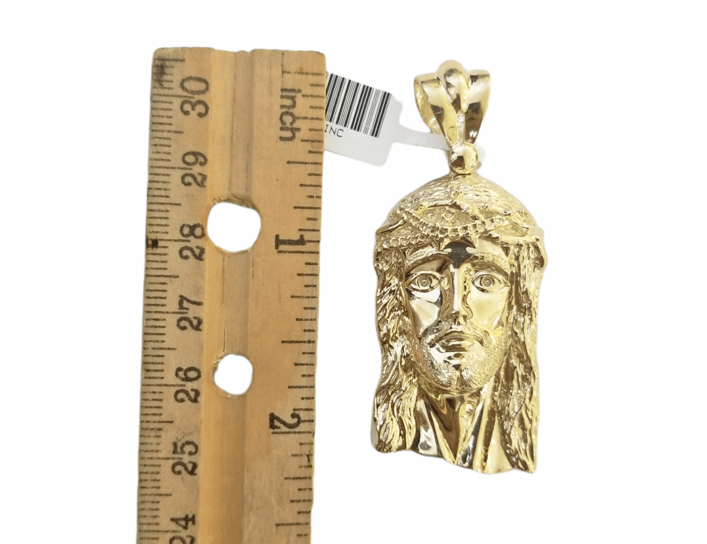 Real 10K Yellow Gold Jesus Head Pendent Charm 2" Inch 10kt - Reva Jeweler