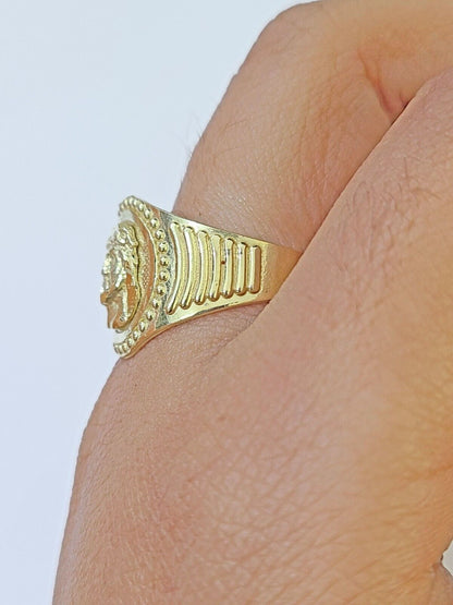 REAL 10K Yellow Gold Jesus Head Ring Band Style Rings Men Women - Reva Jeweler