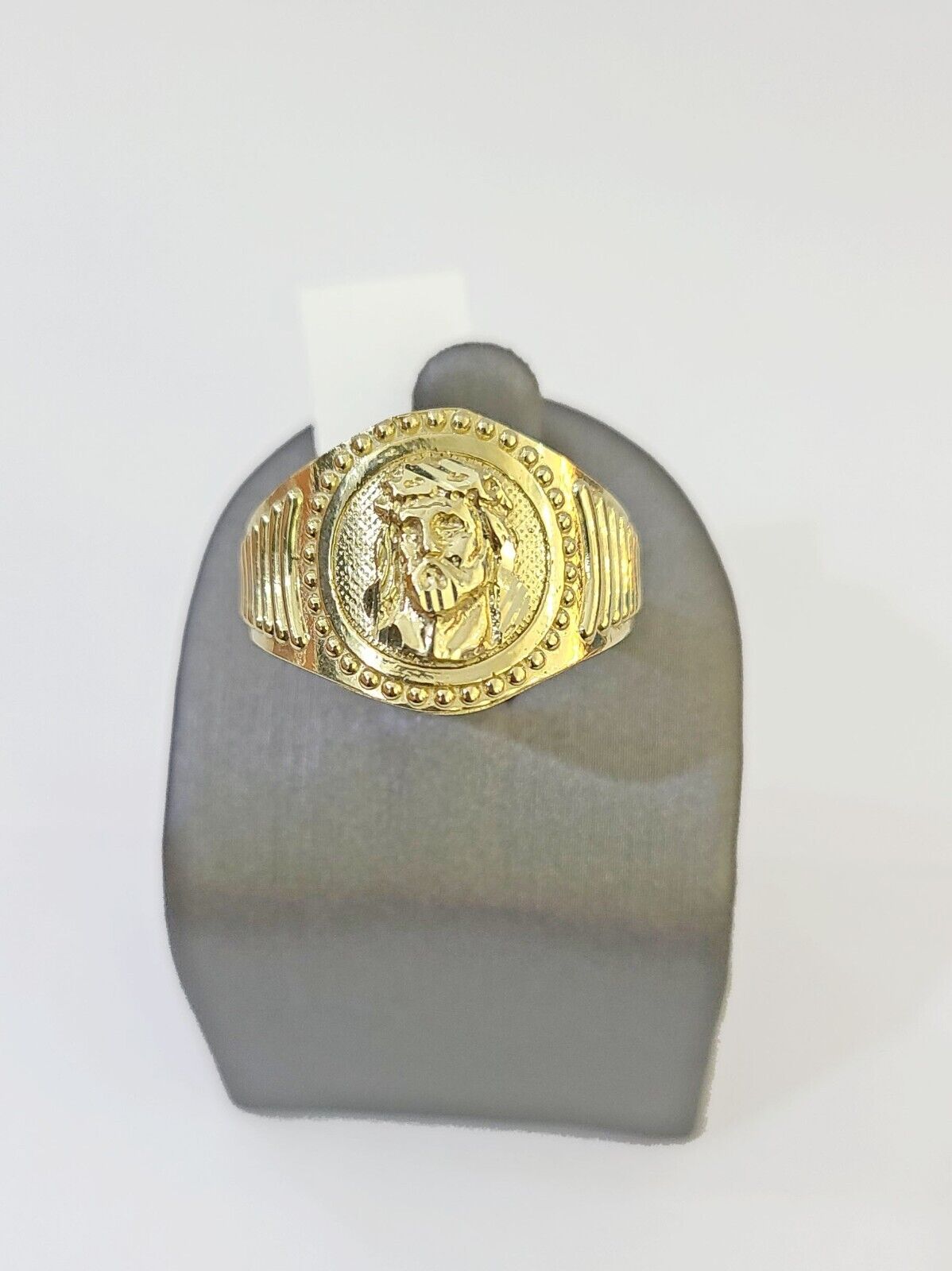 REAL 10K Yellow Gold Jesus Head Ring Band Style Rings Men Women - Reva Jeweler