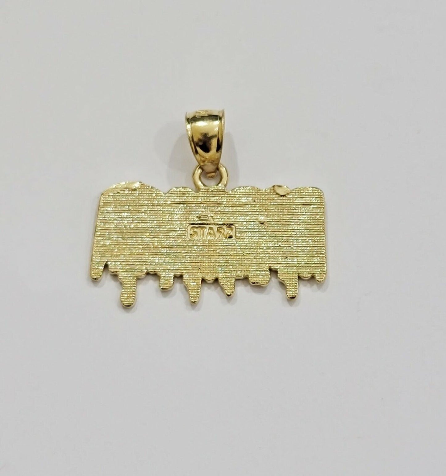 Real 10k Yellow gold King Pendant charm Drip diamond cut for Men 10kt gold - GoldenlinQ
