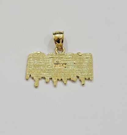 Real 10k Yellow gold King Pendant charm Drip diamond cut for Men 10kt gold - GoldenlinQ