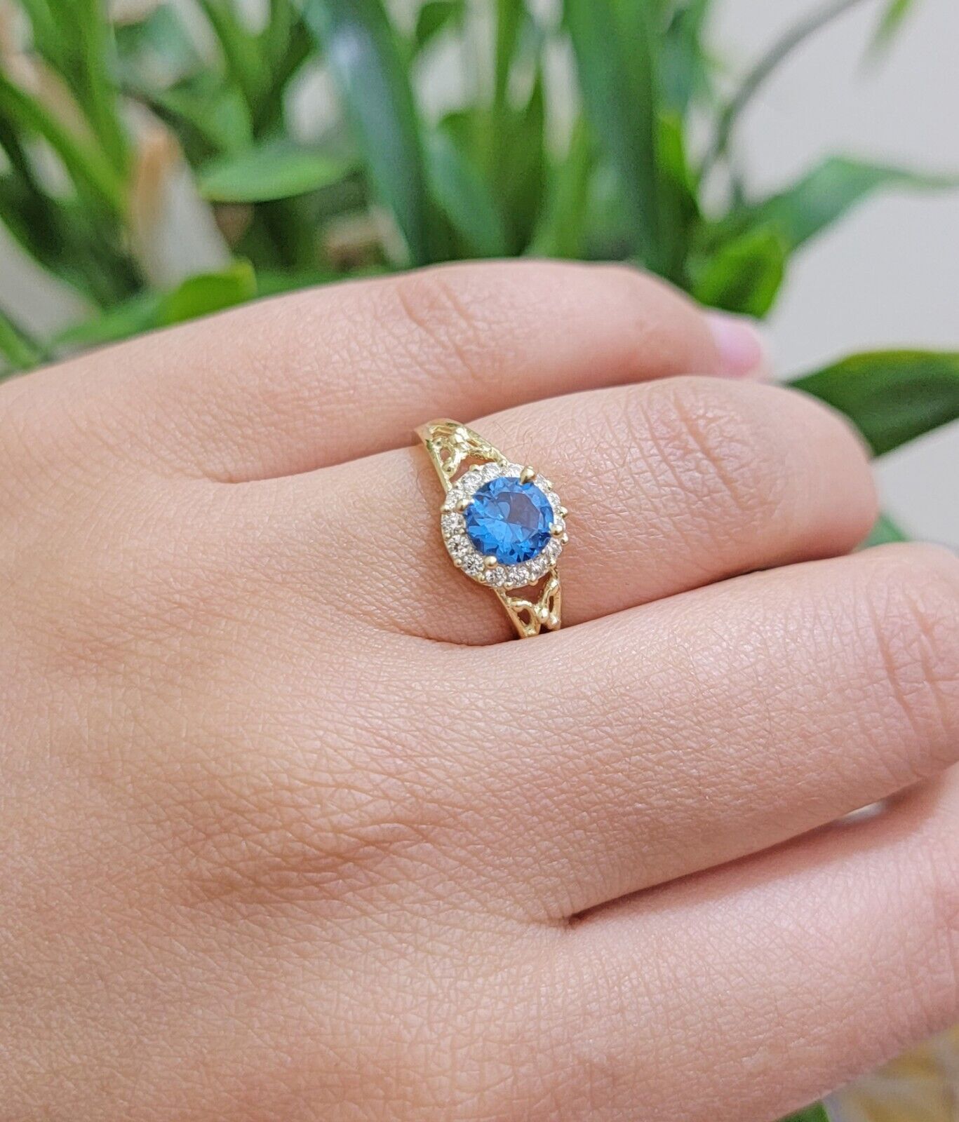 Real 10k Yellow Gold Ladies earring ring & pendant Blue heart Sapphire set ,10KT - Reva Jeweler