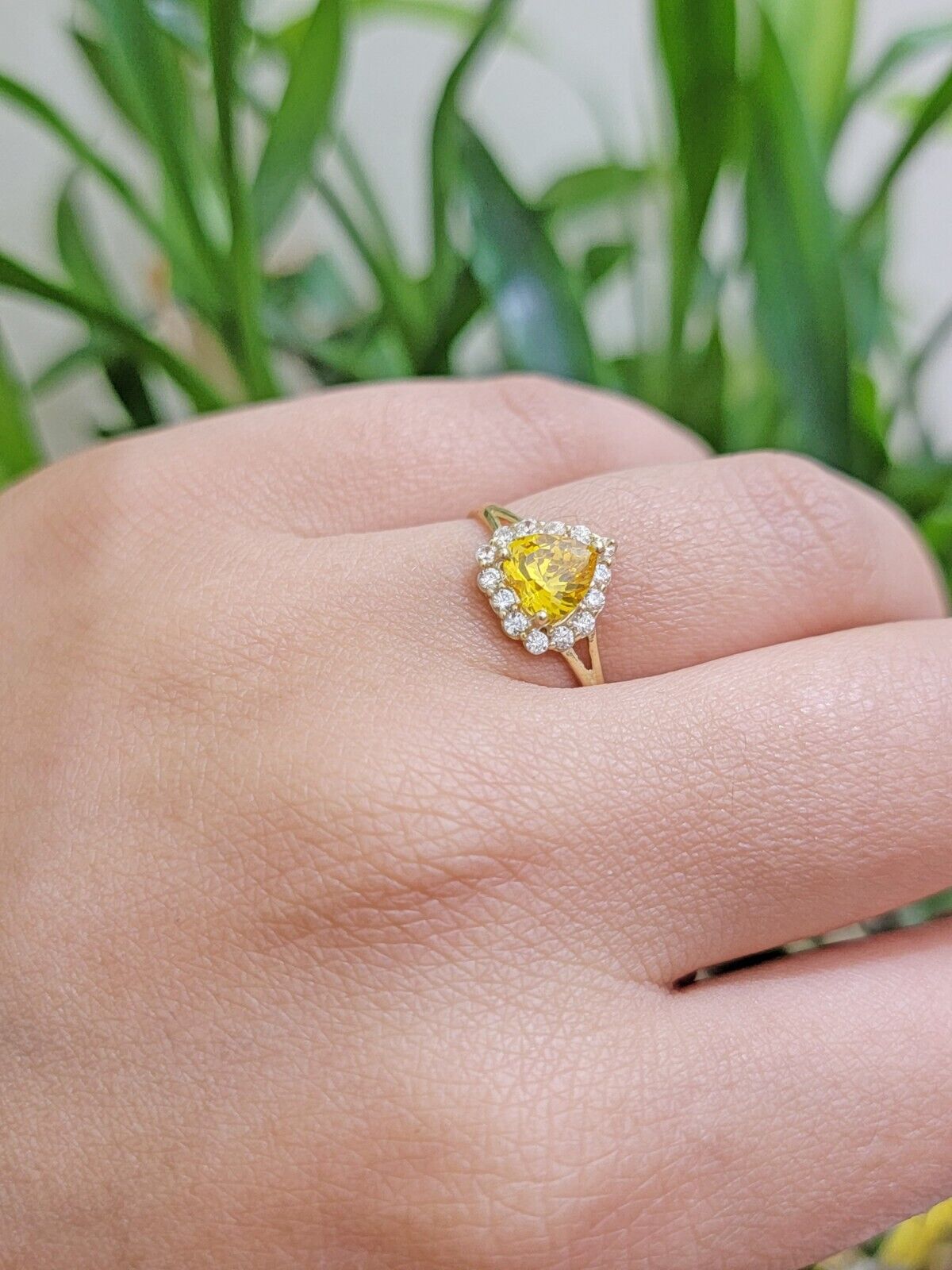 Real 10k Yellow Gold Ladies earring ring & pendant Yellow heart Citrine set 10KT - Reva Jeweler