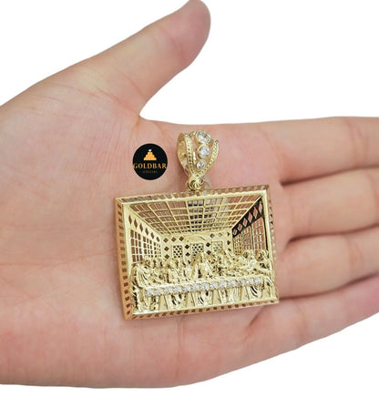Real 10k Yellow Gold last supper Charm Pendant For Men's 2" Inch For Chain,10KT - GoldenlinQ