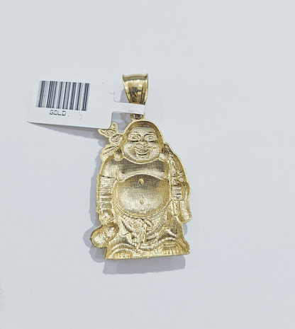 Real 10k Yellow Gold Laughing Buddha Charm 1.5''inches Pendant 10kt for Chain - GoldenlinQ