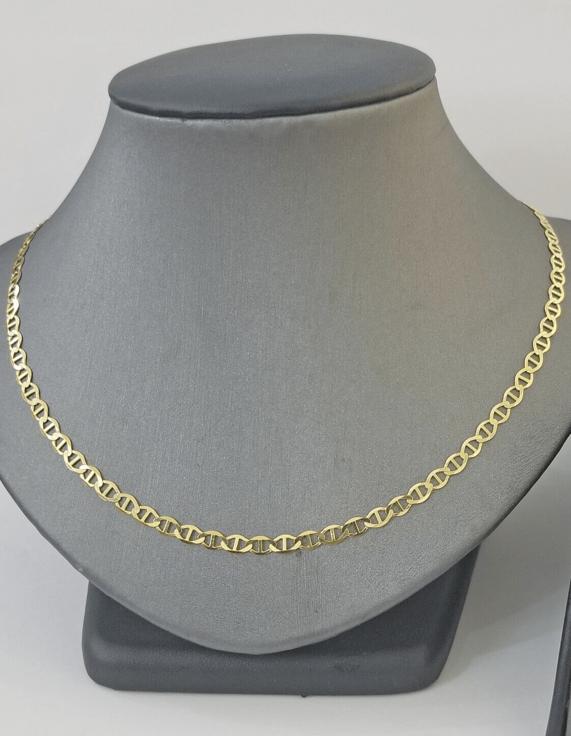 Real 10k Yellow Gold Mariner Anchor Link Chain 22" Inch 4mm Necklace - Reva Jeweler