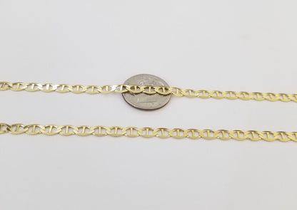 Real 10k Yellow Gold Mariner Anchor Link Chain 22" Inch 4mm Necklace - Reva Jeweler