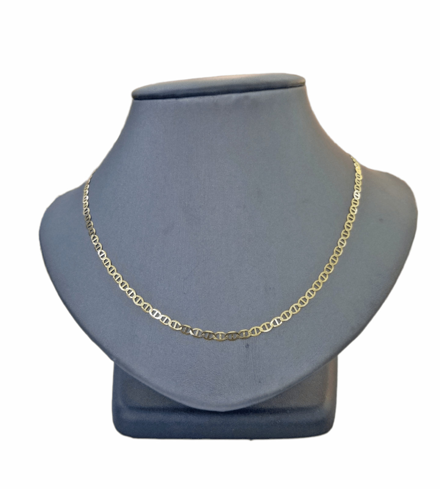 Real 10k Yellow Gold Mariner Anchor Link Chain 3mm Necklace 16" - 24" Inch - Reva Jeweler