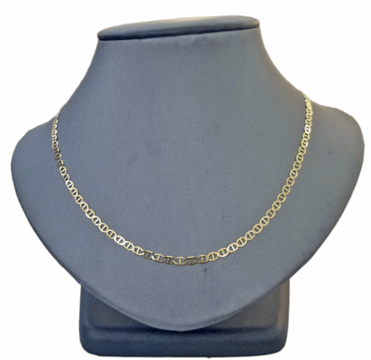 Real 10k Yellow Gold Mariner Anchor Link Chain 3mm Necklace 18" Inch - Reva Jeweler