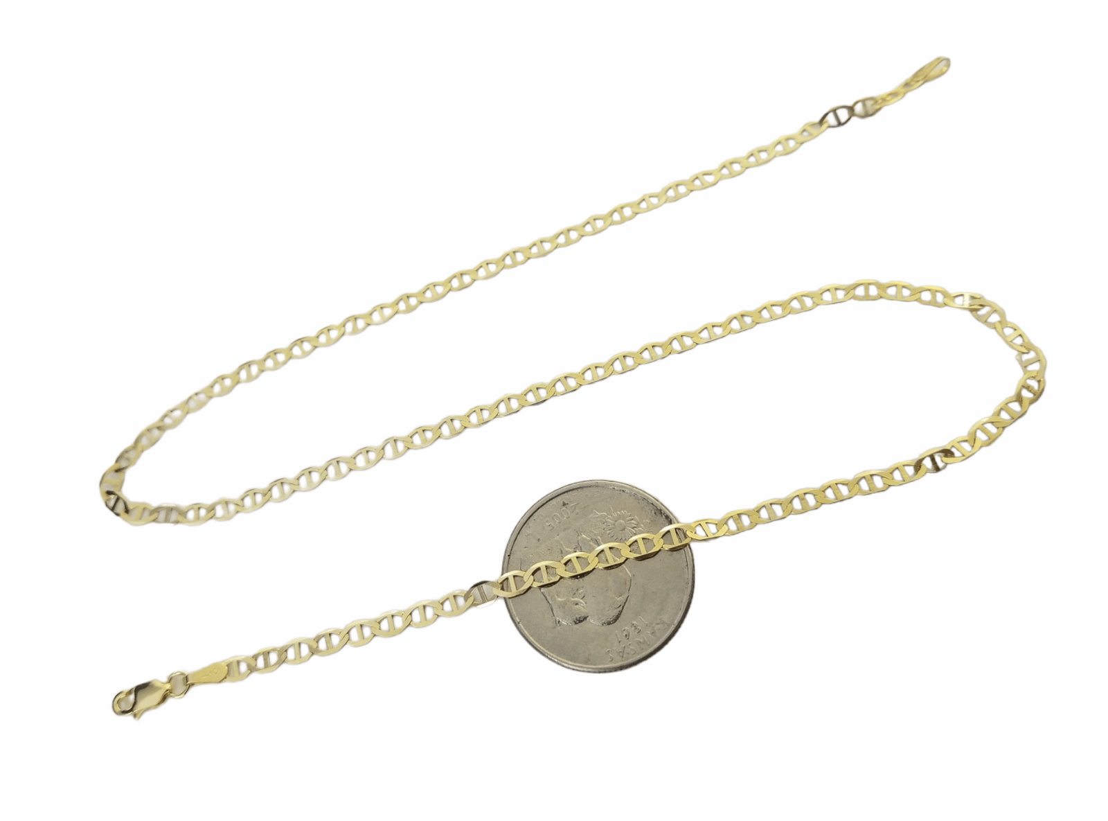 Real 10k Yellow Gold Mariner Anchor Link Chain 3mm Necklace 24" Inch - Reva Jeweler