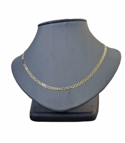 Real 10k Yellow Gold Mariner Anchor Link Chain 3mm Necklace 24" Inch - Reva Jeweler
