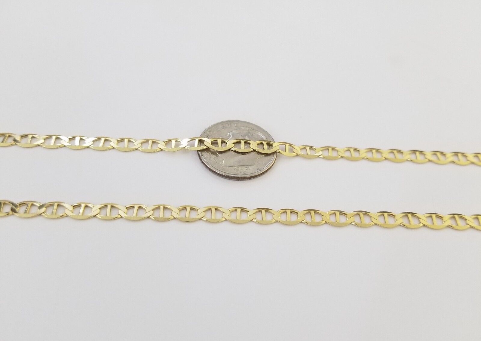 Real 10k Yellow Gold Mariner Anchor Link Chain 4mm Necklace 20" Inch - Reva Jeweler