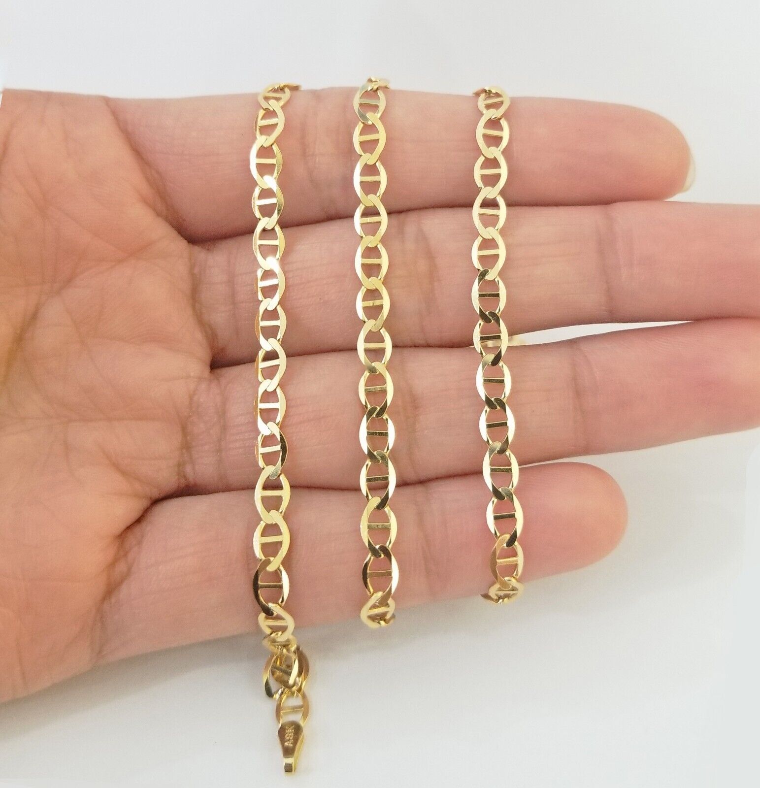 Real 10k Yellow Gold Mariner Anchor Link Chain 4mm Necklace 20" Inch - Reva Jeweler