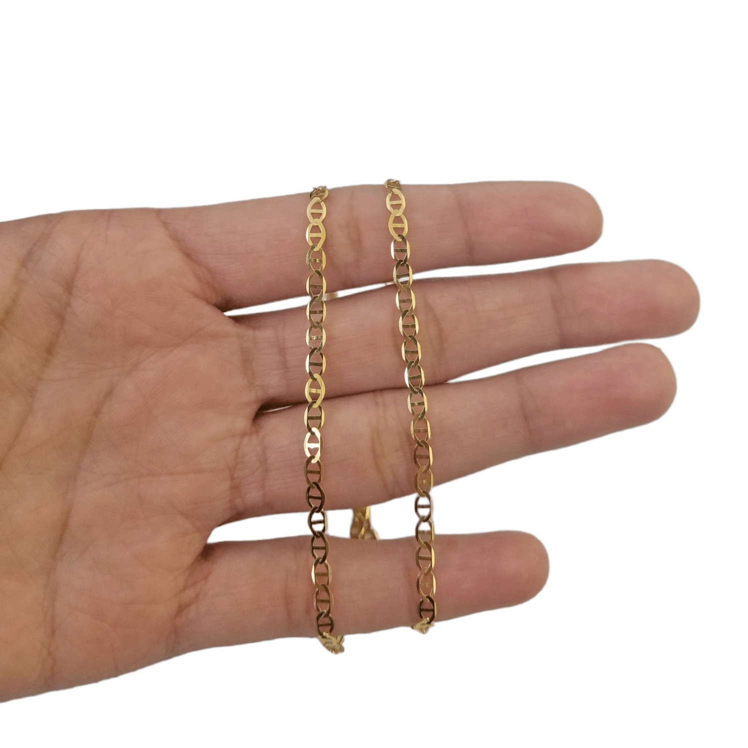 Real 10k Yellow Gold Mariner Anchor Link Necklace Bracelet Set 3mm Chain - Reva Jeweler