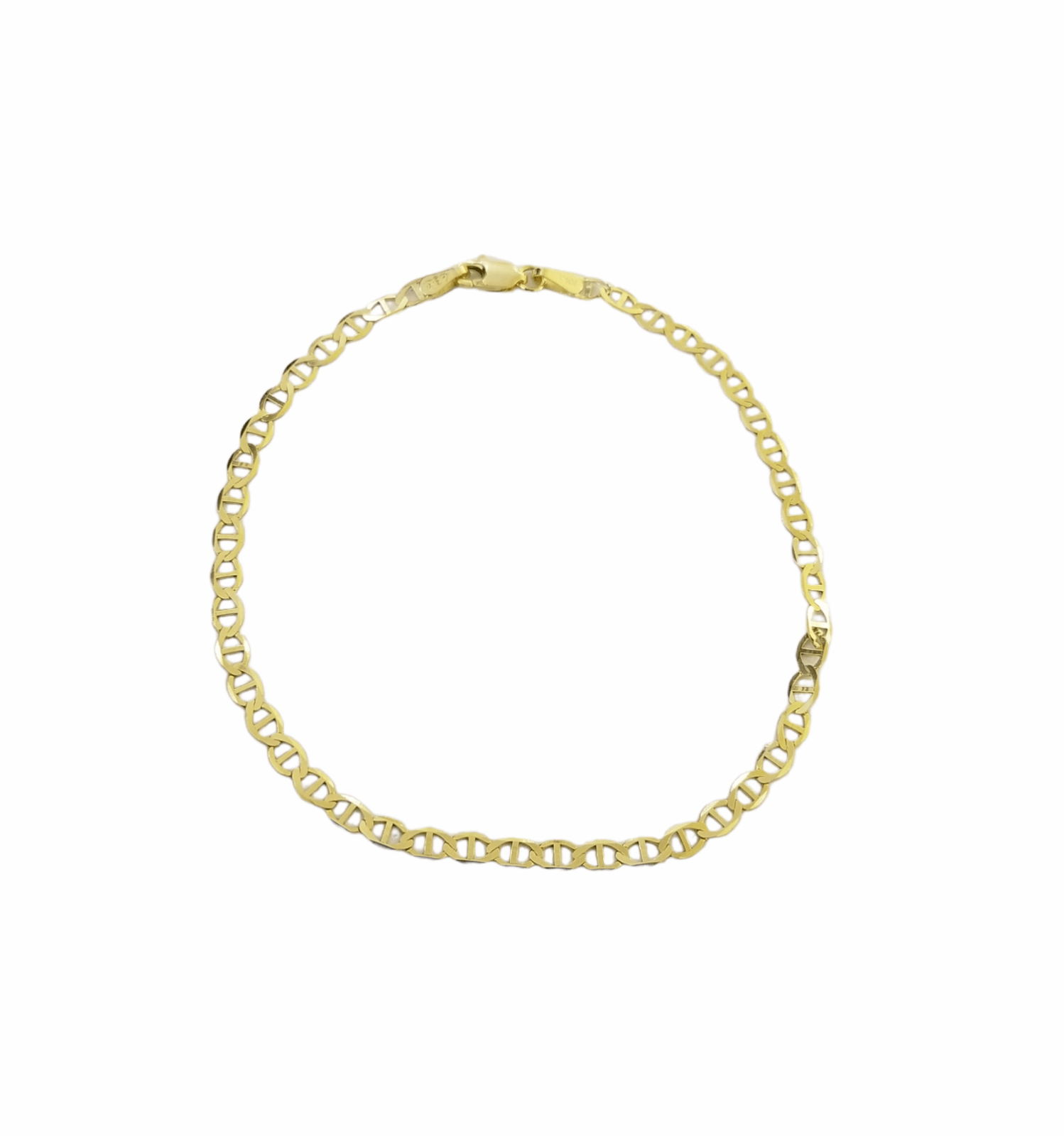 Real 10k Yellow Gold Mariner Anchor Link Necklace Bracelet Set 3mm Chain - Reva Jeweler