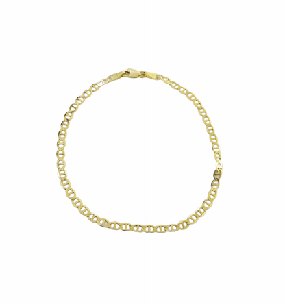 Real 10k Yellow Gold Mariner Anchor Link Necklace Bracelet Set 3mm Chain - Reva Jeweler