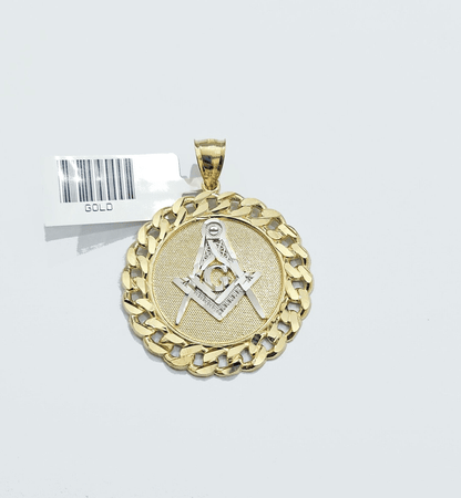 Real 10k Yellow Gold Masonic Charm 1.5'' inches Pendant 10kt for Chain - GoldenlinQ