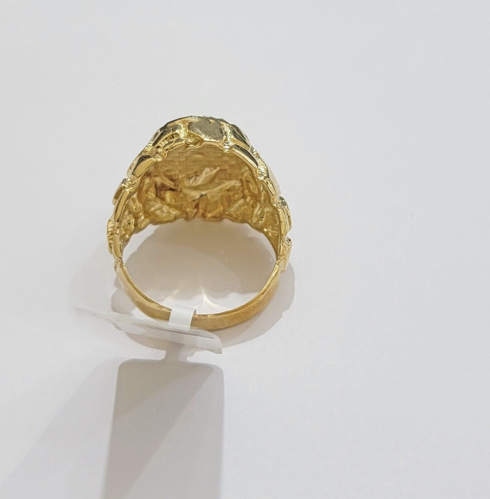 Real 10k Yellow Gold Masonic Ring Mens Nugget Band Round Shape Pinky Casual Ring - Reva Jeweler