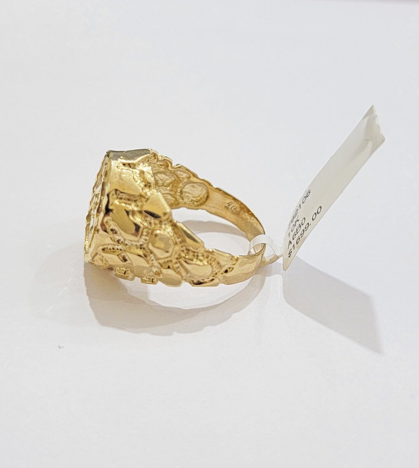 Real 10k Yellow Gold Masonic Ring Mens Nugget Band Round Shape Pinky Casual Ring - Reva Jeweler