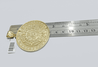 Real 10k Yellow Gold Mayan Calendar Charm Pendant 10kt for Chain - GoldenlinQ