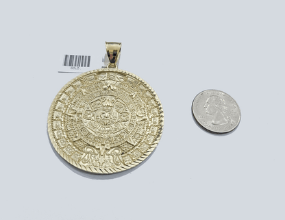 Real 10k Yellow Gold Mayan Calendar Charm Pendant 10kt for Chain - GoldenlinQ