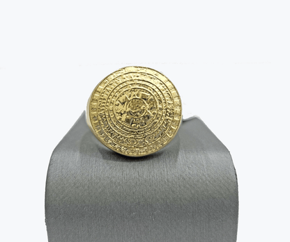 Real 10k Yellow Gold Mayan Calendar Ring Band size 10 10kt gold - Reva Jeweler