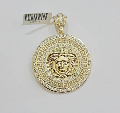 Real 10k Yellow Gold Medusa Head Charm Pendant 2.25" With Stones 10kt for Chain - Reva Jeweler