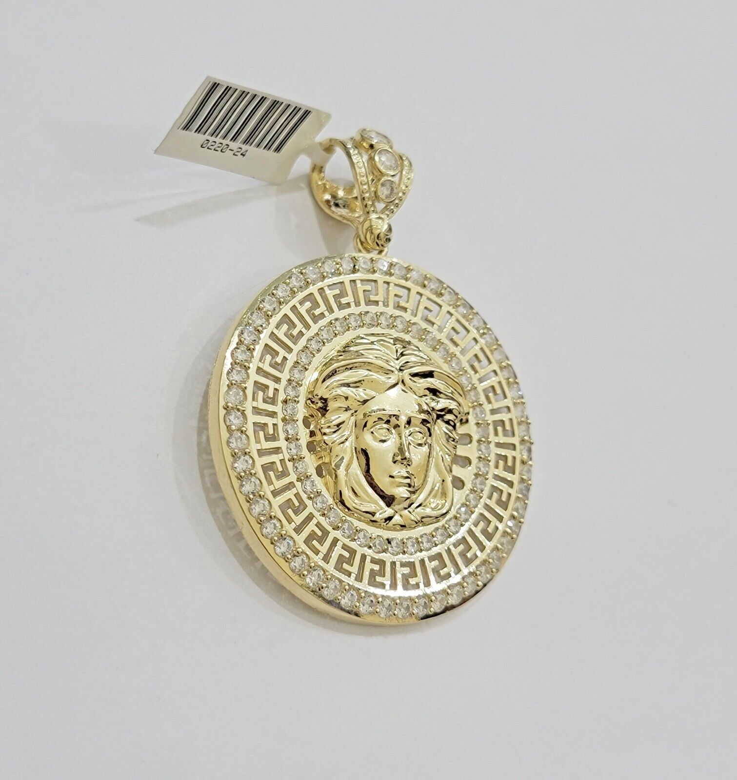 Real 10k Yellow Gold Medusa Head Charm Pendant 2.25" With Stones 10kt for Chain - Reva Jeweler