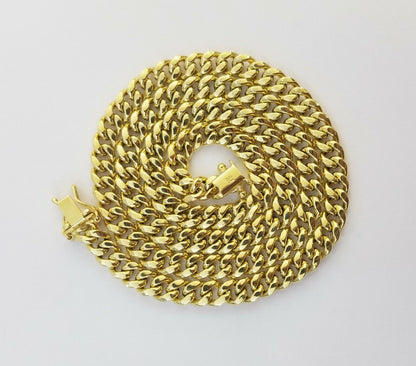 Real 10k Yellow Gold Men Ankh Cross Charm 20" Inch 6mm Miami Cuban Chain - Reva Jeweler