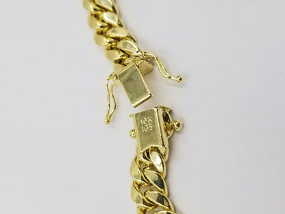 Real 10k Yellow Gold Men Jesus Cross Charm with Miami Cuban Chain Diamond Cut - Reva Jeweler