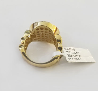 Real 10k Yellow Gold Mens Real Baguette diamond Circular Ring 1.72CT Mens - Reva Jeweler
