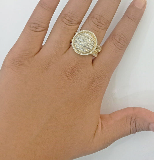 Real 10k Yellow Gold Mens Real Baguette diamond Circular Ring 1.72CT Mens - Reva Jeweler