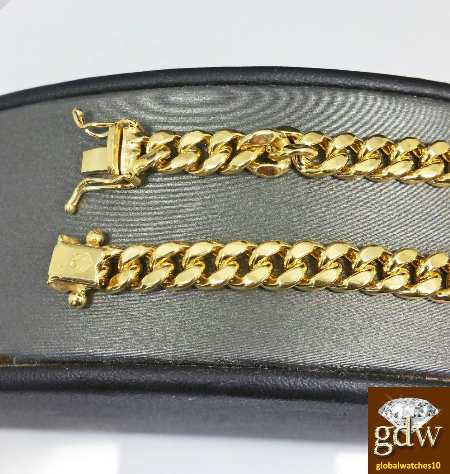 Real 10k Yellow Gold Miami Cuban Bracelet 7mm 8 Inch Unisex Box Lock - Reva Jeweler