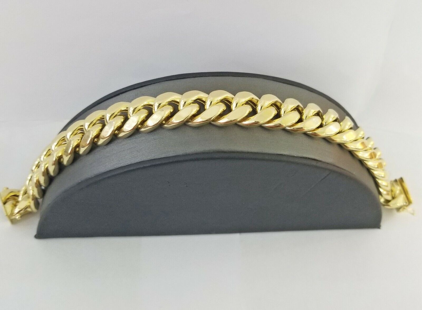 Real 10K Yellow Gold Miami Cuban Bracelet 9 Inch 15mm,box lock thick - Reva Jeweler