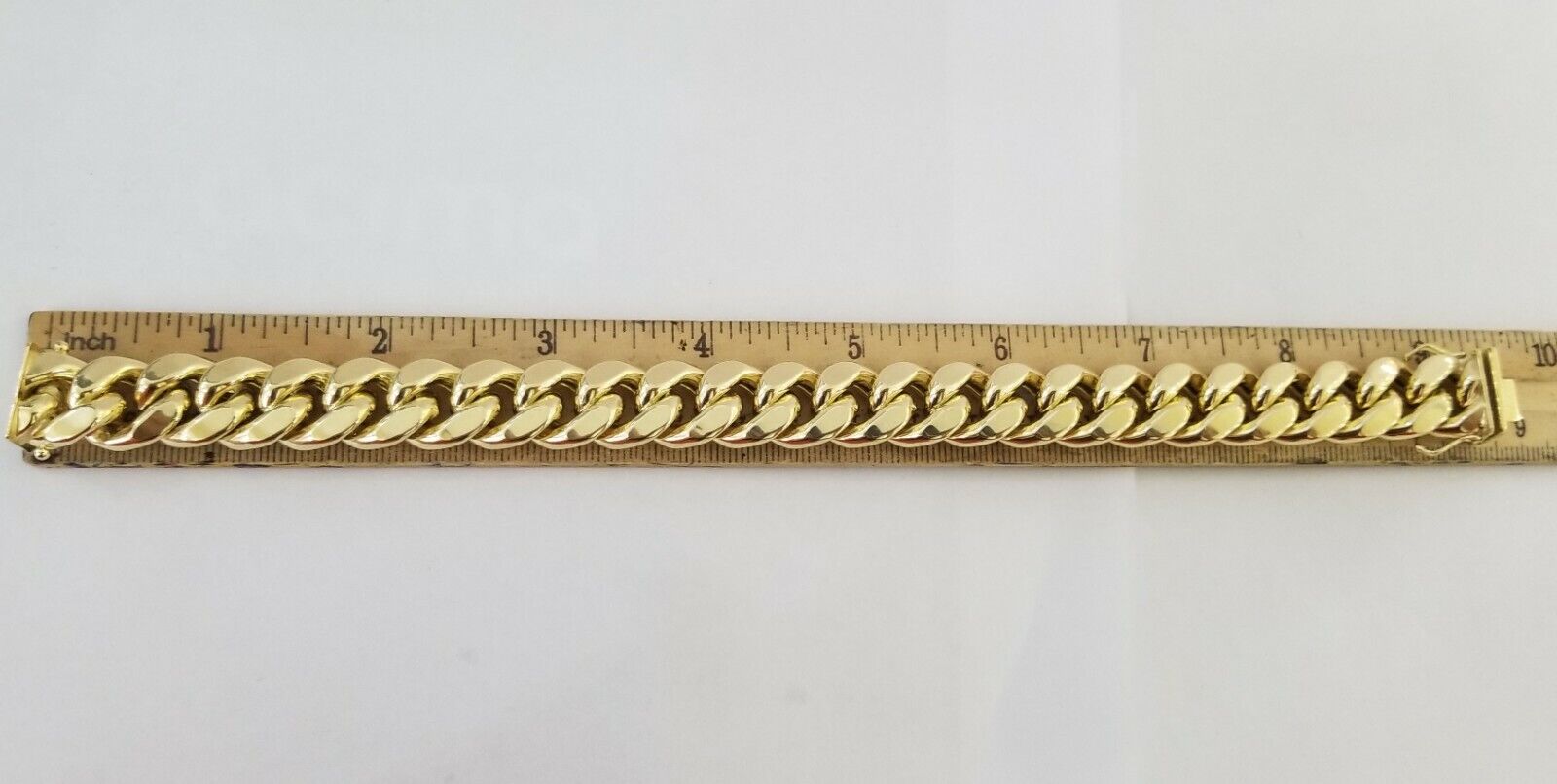 Real 10K Yellow Gold Miami Cuban Bracelet 9 Inch 15mm,box lock thick - Reva Jeweler