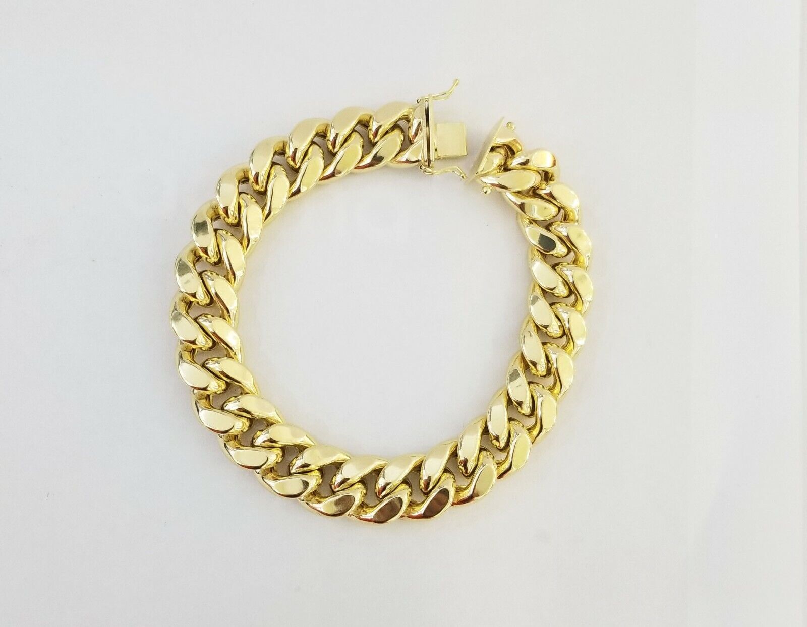 Real 10K Yellow Gold Miami Cuban Bracelet 9 Inch 15mm,box lock thick - Reva Jeweler