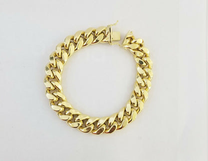 Real 10K Yellow Gold Miami Cuban Bracelet 9 Inch 15mm,box lock thick - Reva Jeweler