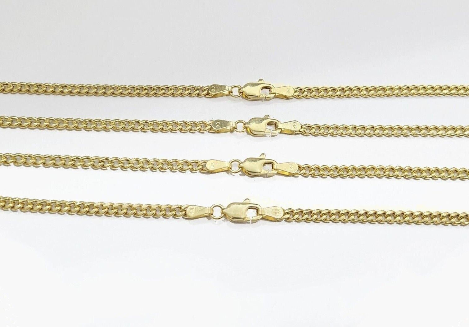 Real 10K Yellow Gold Miami Cuban Chain 3mm Necklace 18 - 30'' Inches Lobster 10kt - Reva Jeweler