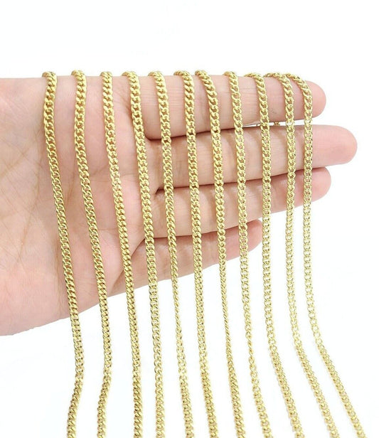 Real 10K Yellow Gold Miami Cuban Chain 3mm Necklace 18 - 30'' Inches Lobster 10kt - Reva Jeweler