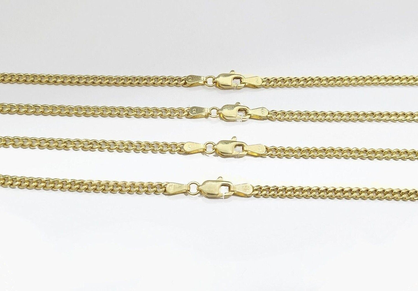Real 10K Yellow Gold Miami Cuban Chain 4mm Necklace 18 - 24" Inches Lobster 10kt - Reva Jeweler