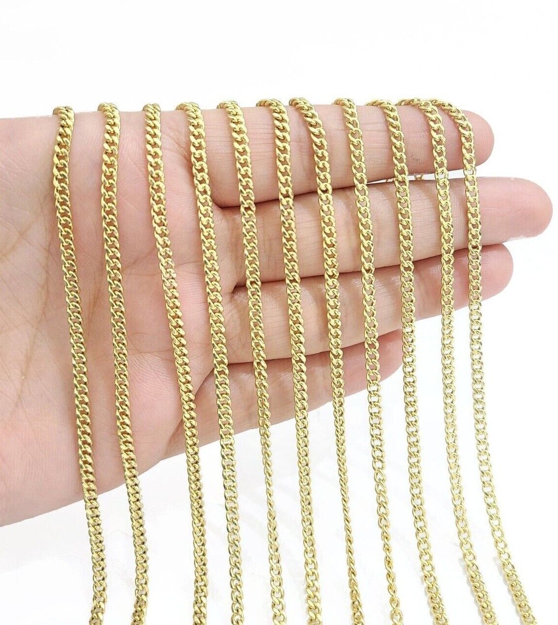 Real 10K Yellow Gold Miami Cuban Chain 4mm Necklace 18 - 24" Inches Lobster 10kt - Reva Jeweler