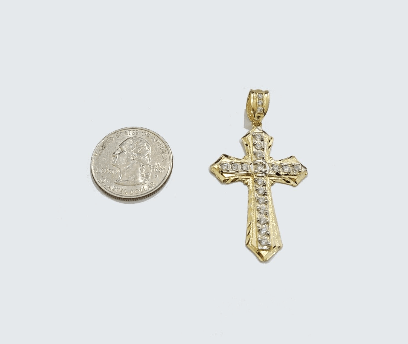 Real 10k Yellow Gold Miami Cuban Chain 5mm 20" inch Necklace Jesus Cross Charm - Reva Jeweler