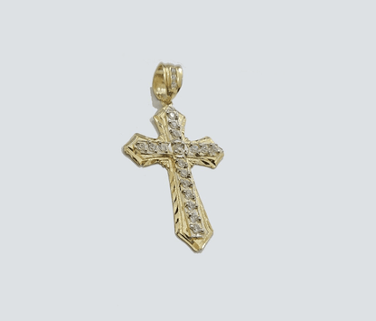 Real 10k Yellow Gold Miami Cuban Chain 5mm 26" inch Necklace Jesus Cross Charm - Reva Jeweler
